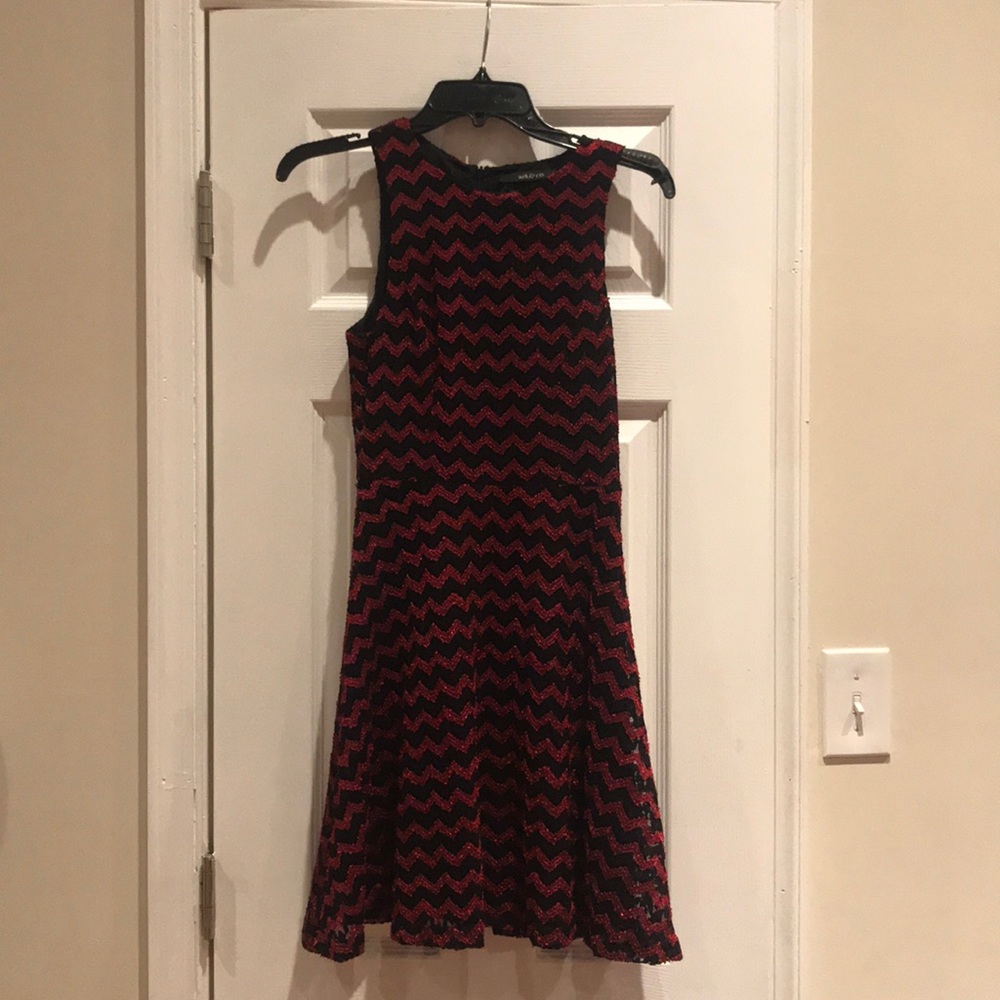 Black and red chevron dress